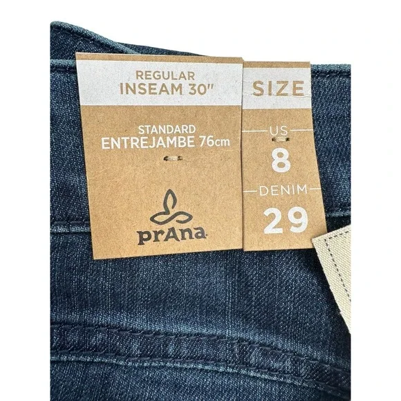 prAna Womens Oday Organic Cotton High Rise Skinny Jeans Sz 8 Regular Indigo NWT - Picture 7 of 10